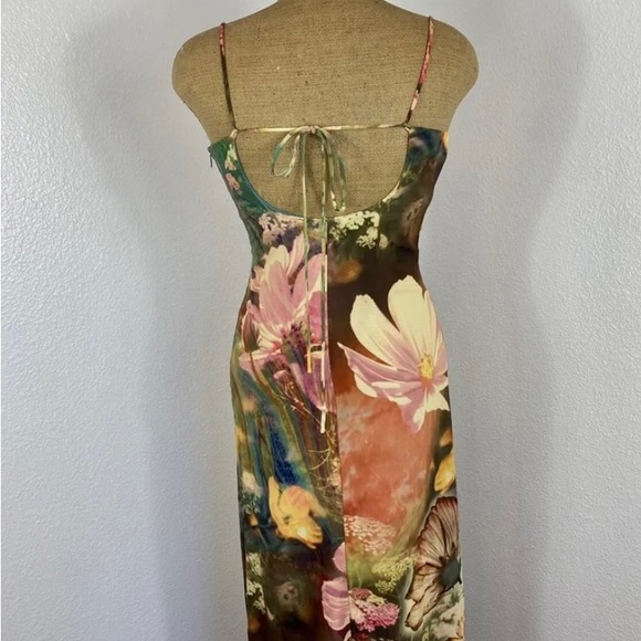 UO April Tie-Back Midi Slip Dress (in Neutral Multi) - Picture 5 of 12